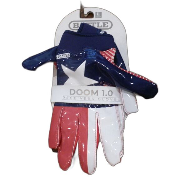 Battle Sports Texas Flag Doom 1.0 Football Receiver Gloves Size Large NEW - Picture 1 of 2